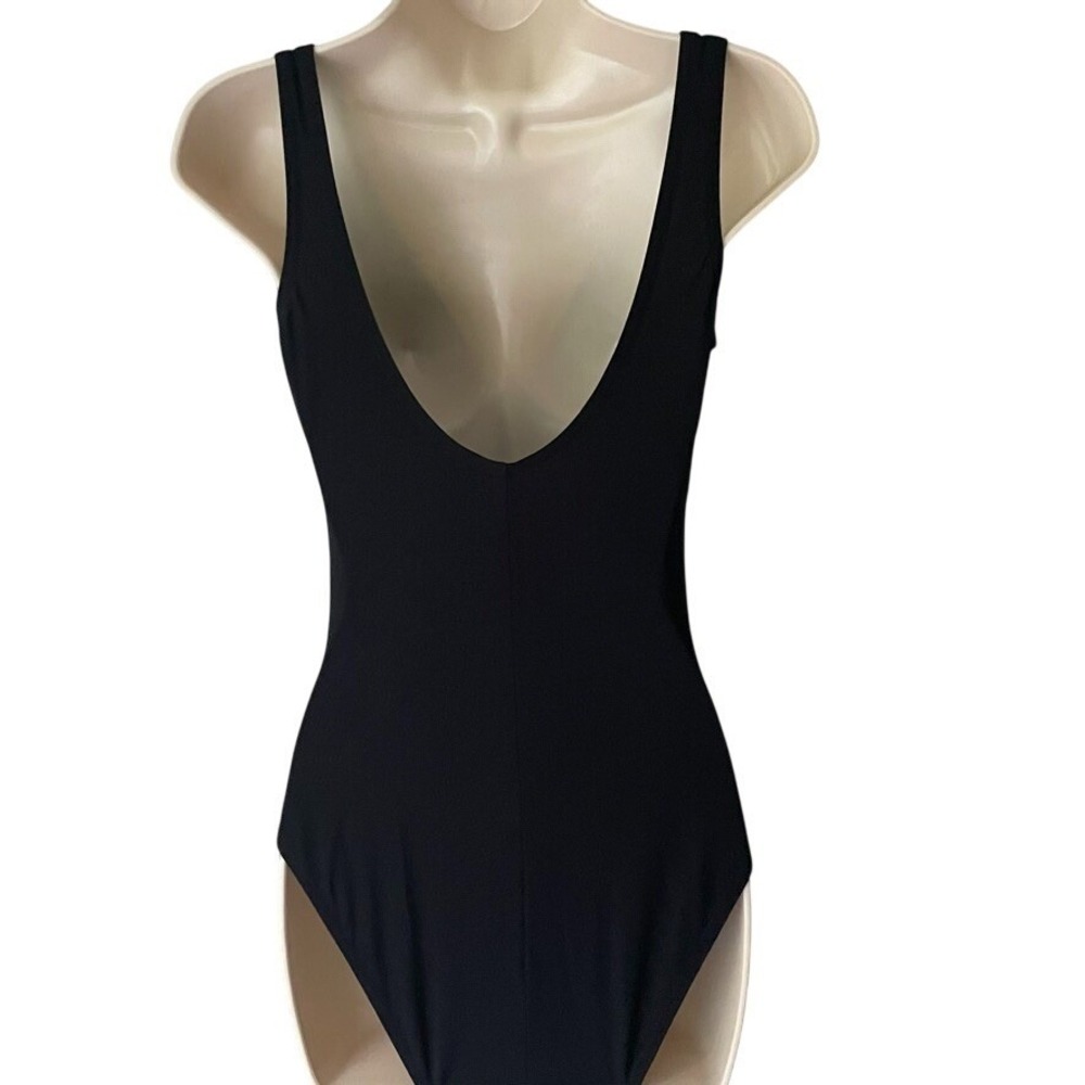 Karla Colletto Fresco Fringe Ruched V Neck One Piece Swimsuit Black Size 8 - Picture 6 of 11
